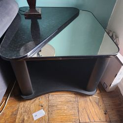 PAIR Marble Glass Side Tables