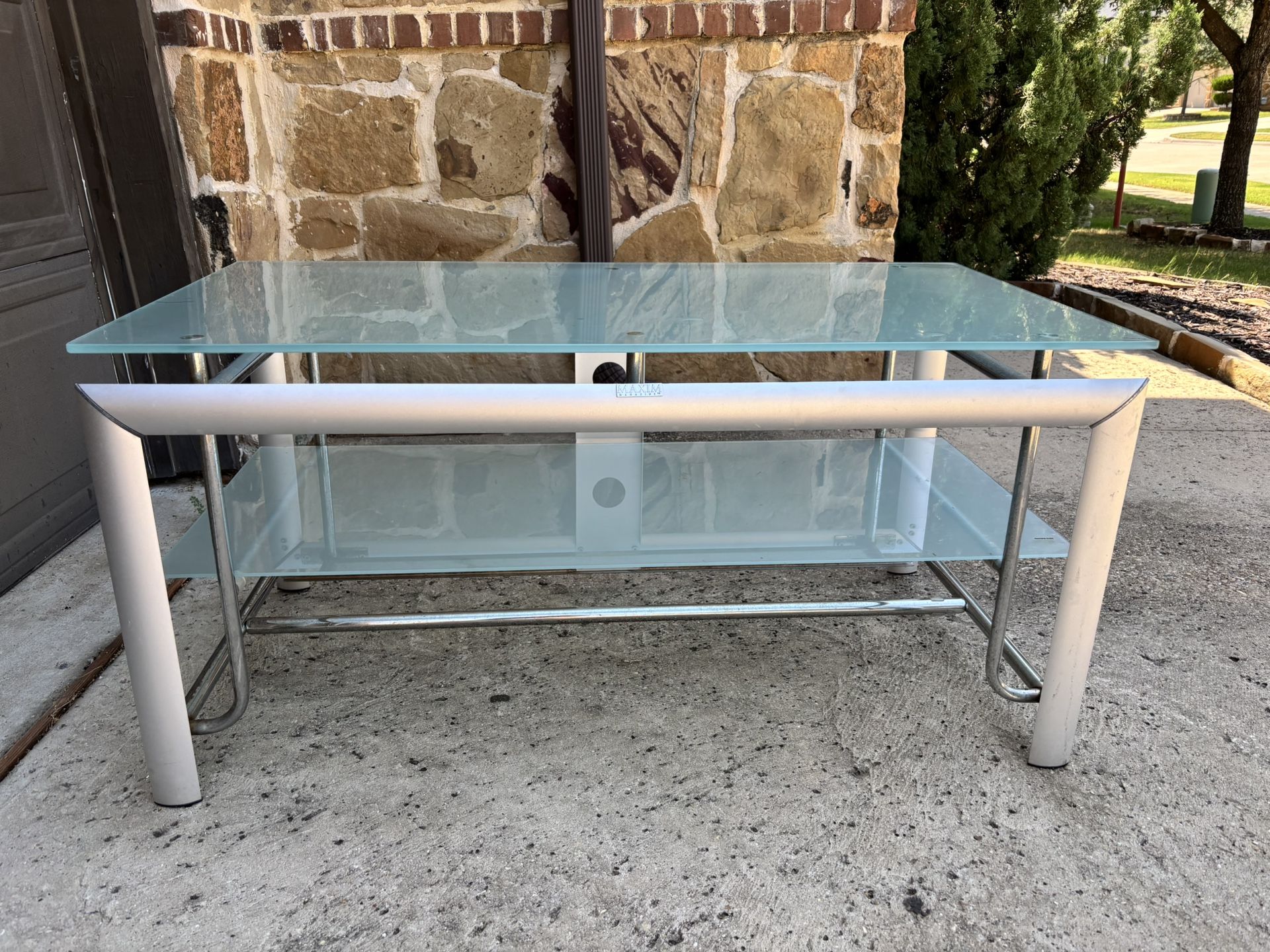TV Stand with Frosted Glass Shelves