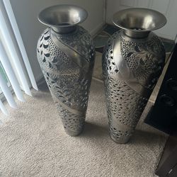 Tall Silver Vases