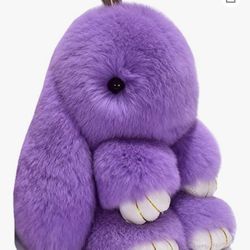  307 ETENOVA Bunny Keychain Soft Cute Rex Rabbit Fur Keychain Car Handbag Keyring Bag Charms Pendant