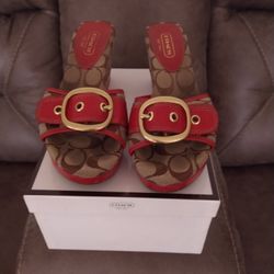 Coach Open Toe Wedge Heels