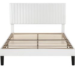 Full White Velvet Bed Frame Brand New 