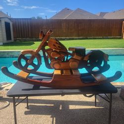 Custom Large Wooden Harley-Davidson Style Motorcycle Rocking Horse