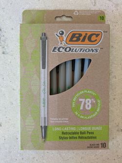 Bic ecolutions retractable ball pens 10 ct.