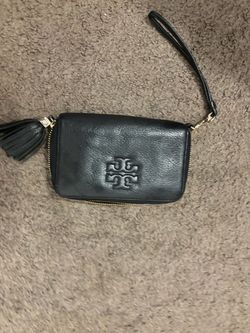 Tory Burch Black Leather Wristlet Clutch