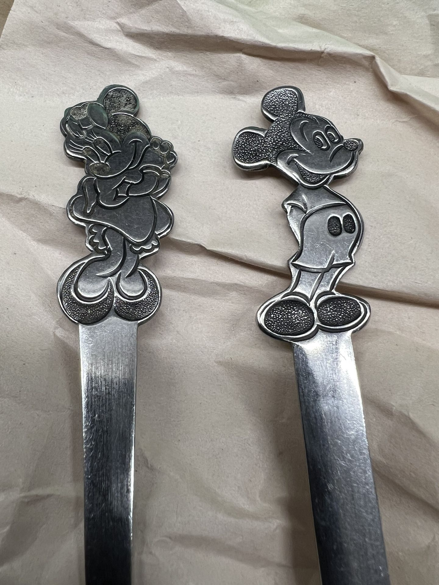 Vintage Mickey And Minnie Silverware Set 