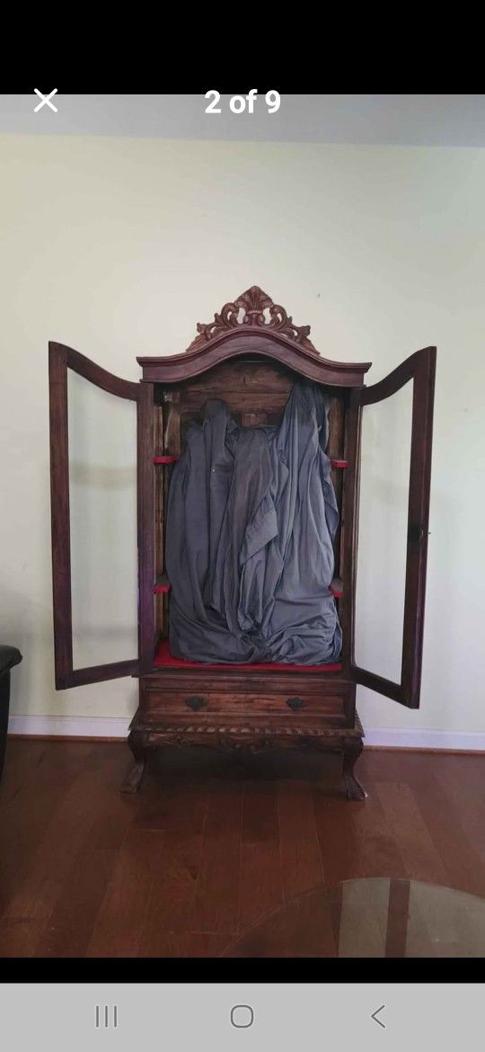 Antique Specialty Cabinet with Skeleton Key Lock & Drawer