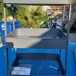 3 tier metal rolling storage cart