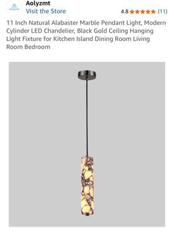 Aolyzmt Alabaster Marble Cylinder Pendant Light