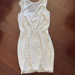Armani exchange, small silver, and white mini dress