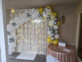 Balloons Garland And Lights Curtains