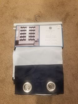 New Navy/white striped Curtains (set of 2 panels)