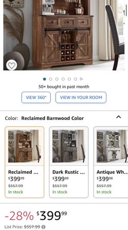 OKD Farmhouse Bar Cabinet with Sliding Barn Door, 72