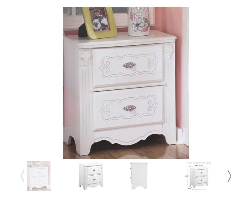 Ashleys Furniture White Dresser and Nightstand.