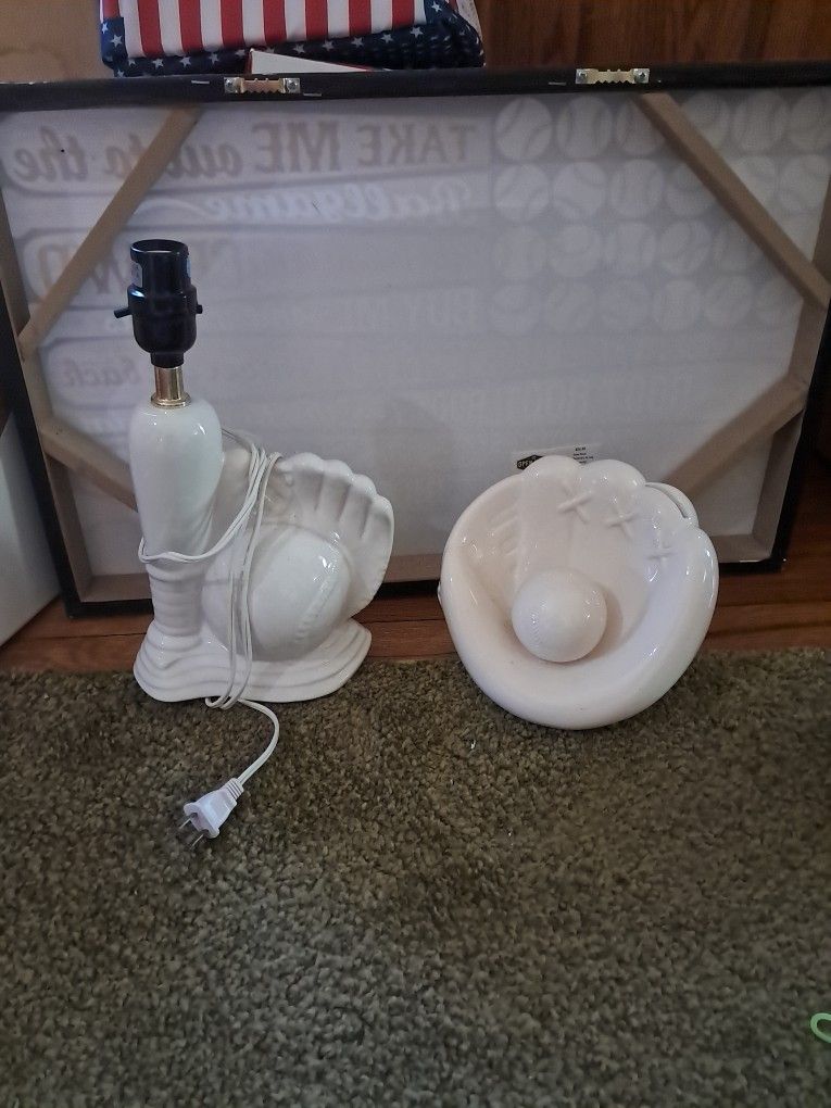 BASEBALL Boys Lamp & Bank Bedroom Ceramic