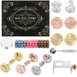 Wax Seal Stamp Kit,Gift Box,Wax Stamp kit 10pcs,6 Pcs Sealing