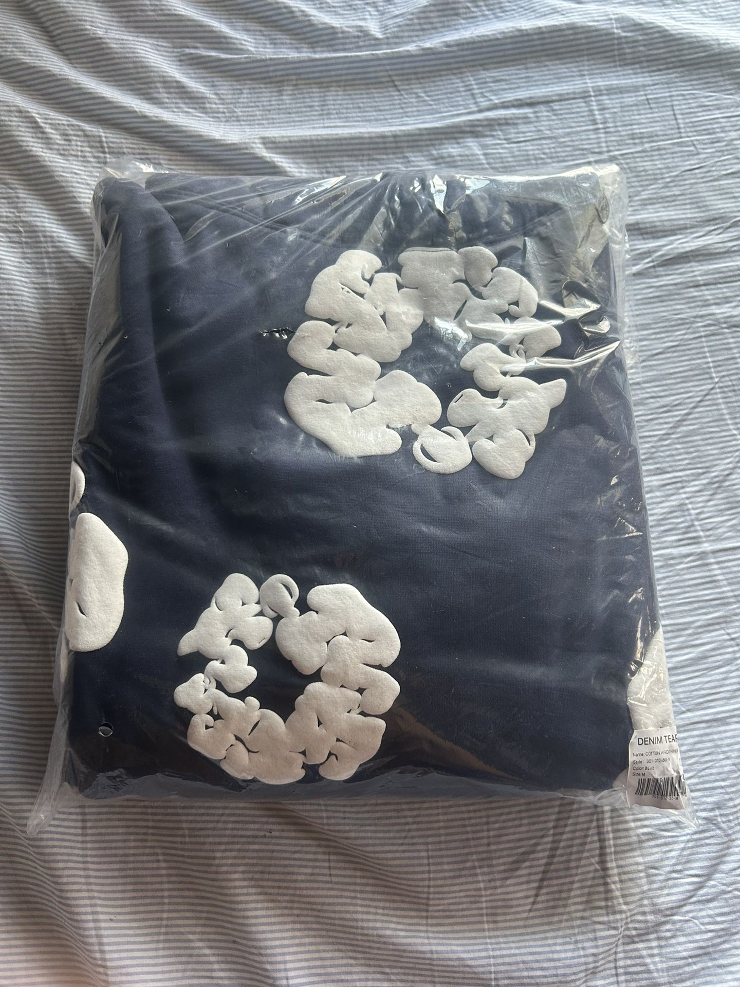Brand New Navy Blue Denim Tears Hoodie Medium