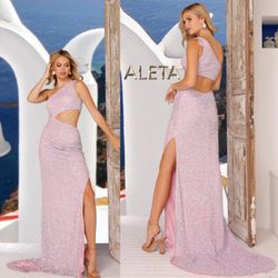 New With Tags Aleta Cut Out With Fringe Shoulder Long Formal Dress & Prom Dress $179