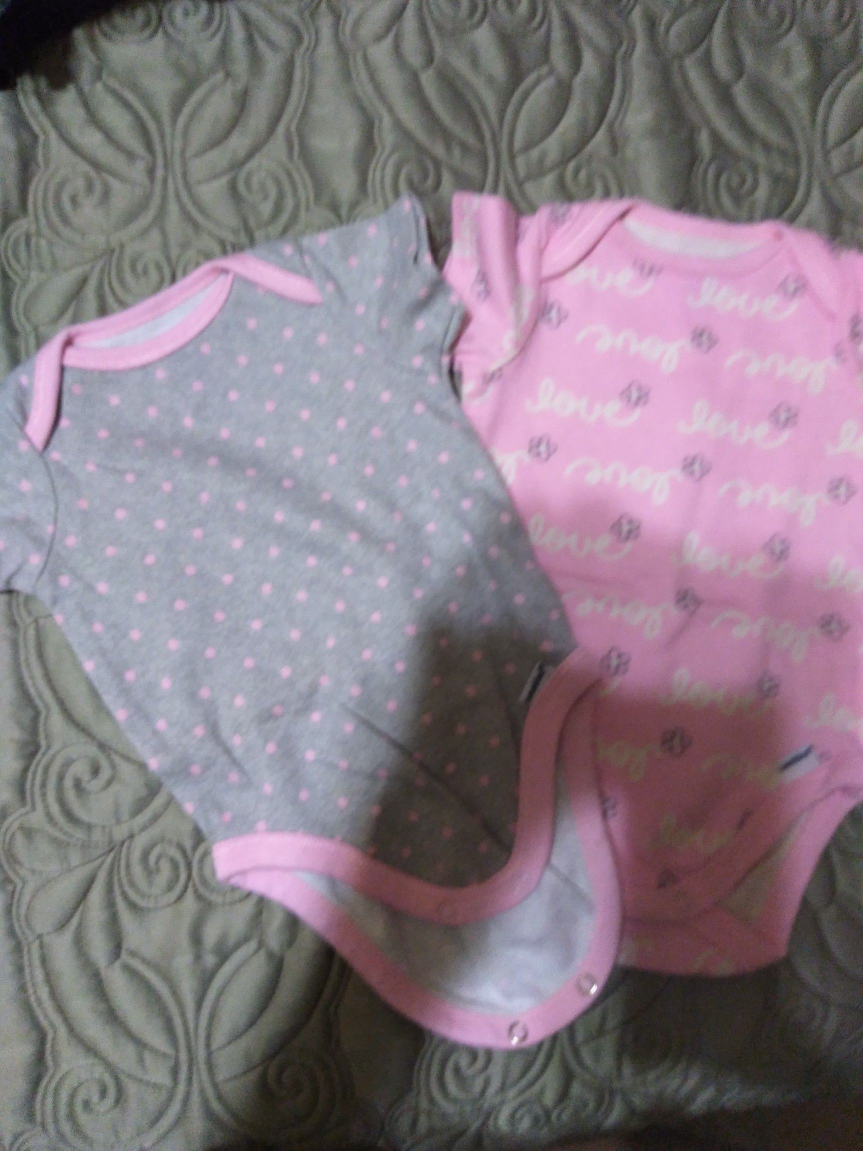 Carter's Organic Newborn Infant Girls 2pc Bodysuit Lot