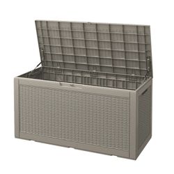 100 Gallon Deck Box Lockable Resin Outdoor Storage Box Waterproof Outdoor Container for Patio Furniture Cushions, Pillow