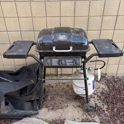 Expert Grill 3-Burner Propane Gas Grill with Wheels and Side Shelves, Black