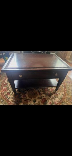 Dark Wood End Table with Drawer