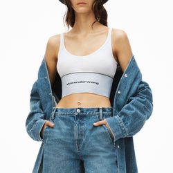 Alexander Wang LOGO ELASTIC BRA IN RIBBED JERSEY 