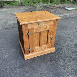 Vintage White Clad Solid Oak Icebox