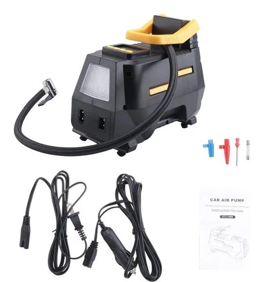 Car AC/DC 12V Tire Inflator Portable Air Compressor Digital Air Pump With LED Light & Long Power Cords Home