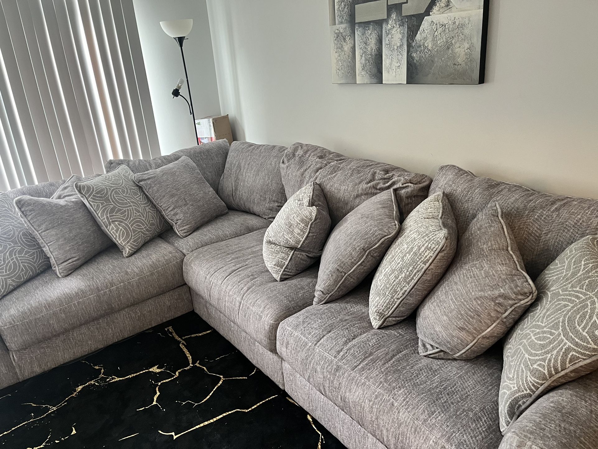 Ashley Furniture Section Sofa(&) Grey Bar Stools