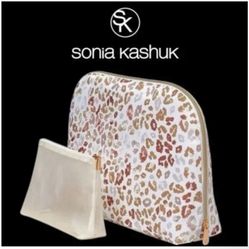 NWT Sonia Kashuk Large Dome Travel Makeup Pouch / Case - 2pcs - Terra Spots