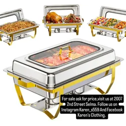 Stainless Steel Chafing Dish with Gold Stand