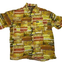 Harley-Davidson Hawaiian Button Down Road Rally Signs All Over Shirt XL Rayon