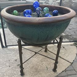 Very Large Planter With A Beautiful Intricate Stand