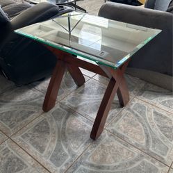 Glass And Solid Wood Coffee Table