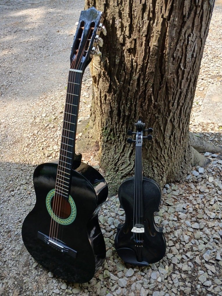 Brand New Violin And Acoustic Guitar Set