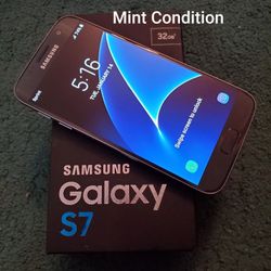 $225 UNLOCKED (Will Work On Any Network)Samsung Galaxy S-7 Black Oxyx Mint Condition