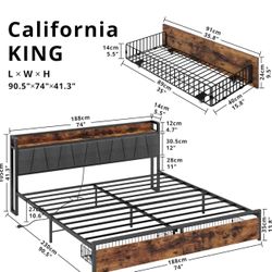 Likimio CALKING bedframe - easy storage + headboard charge ports
