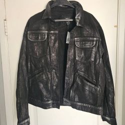 Men's Metallic Denim Trucker Jacket XL