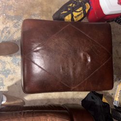 Brown Leather Couch Leg Rest