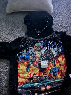 Black Rhinestone Graphic Hoodie + AirPods Pro’s