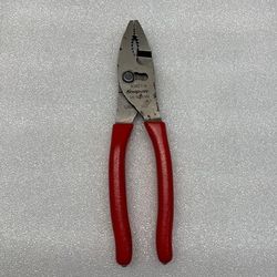 SNAP ON TOOLS 47ACF USA Red Soft Grip 8" Talon Grip Combo Slip Joint Pliers