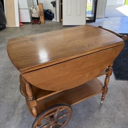Antique Tea Cart Maple Wood