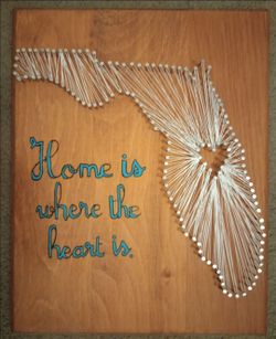 Florida String Art *10.00 Firm* Home is Where the Heart Is 14" x 11" Arts and Crafts Home Decor