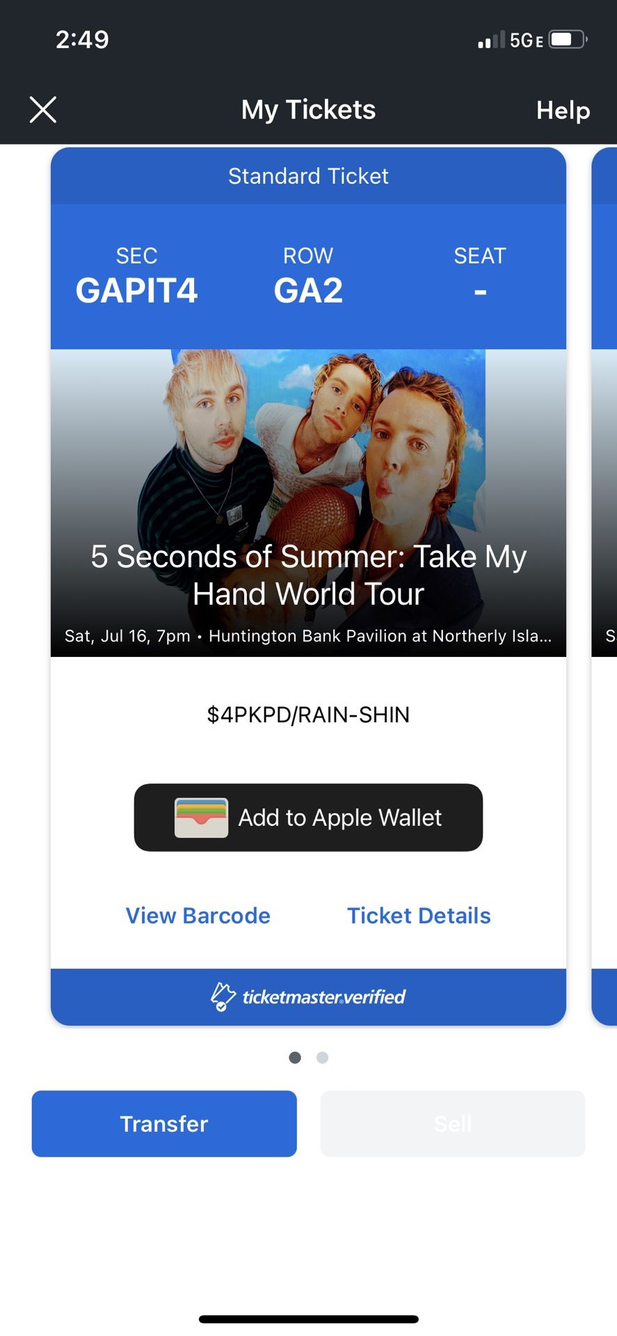 5 Seconds Of Summer Pit Tickets 2 !! Sold Out!!!