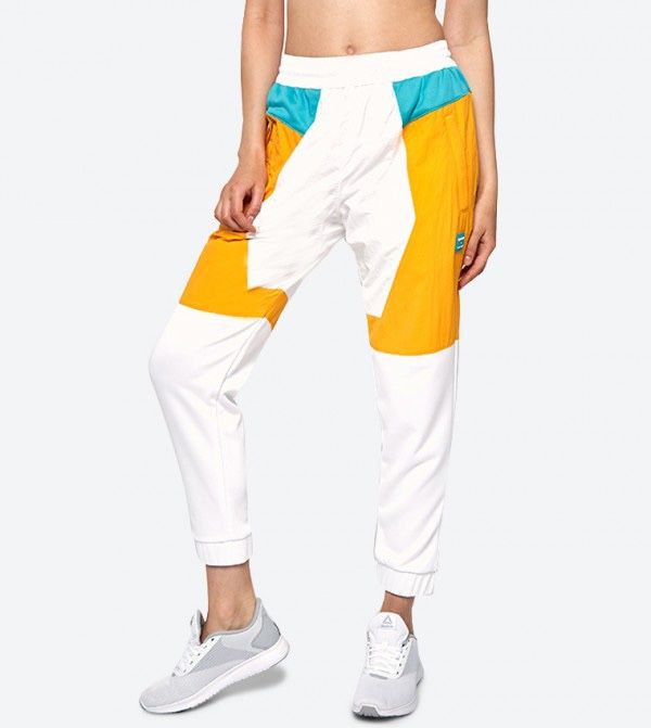 Reebok x Gigi Hadid Womens Medium Jogger Track Pants Turquoise & Yellow