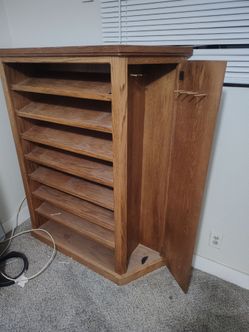 Wooden Media Cabinet with Shelves