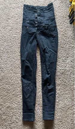 Super high rise black skinny jeans