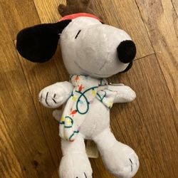 Dan Dee Peanuts Snoopy antlers Christmas 10 in Plush With Theme Song Sound