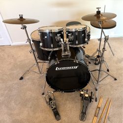 In Upland 91784. Ludwig Backbeat complete 5 piece drum set fusion size 22” bass Sabian cymbals stands double pedal throne $475 cash in Upland 91784